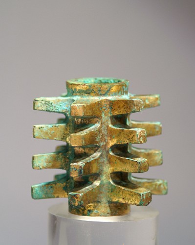 Peru - Vicús Gilt Copper Mace Head with four Levels of Six Pointed Stars &bull;SOLD