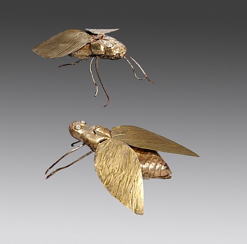 Peru - Loma Negra Gilt Copper Pair of Hoverflies $15,000