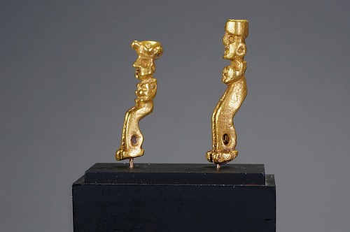 Peru - Two Inca Miniature Cast Gold Standing Figures &bull;SOLD