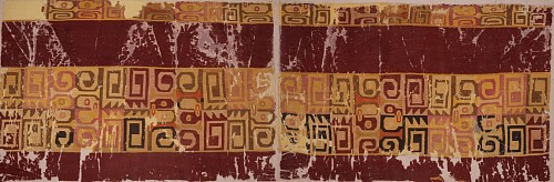 Peru - Large fragment to a Wari tunic in Unusual Colors with Abstract Monkey Faces $6,950