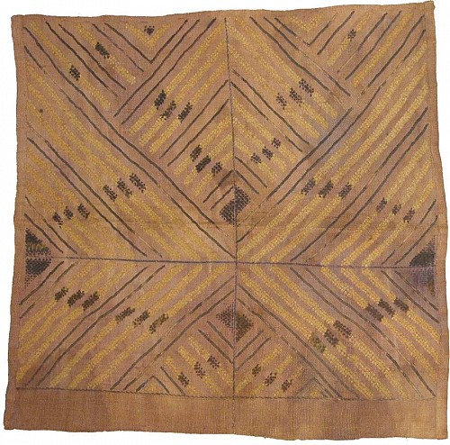Textile: Dekese (Kuba Kingdom) Raffia Panel with X-shaped Motif $450