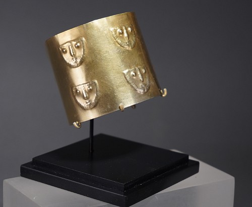 Peru - Late Nasca Gold Cuff with Embossed Faces $6,750