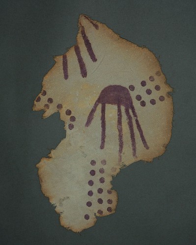 Exhibition: Paracas: A Selection of Textiles and Ceramics, Work: Paracas Painted Cloth Fragment with Purple Jellyfish $5,500