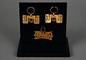 Peru, Chavin Pair of Gold Ear Ornaments and a Gold Nose Ornament with double chevron
Metal