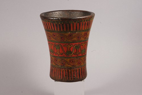 Peru - Colonial Qero with floral motifs in registers Price Upon Request
