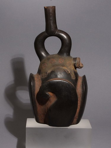 Chavin Tembladera Style Stirrup Spout Vessel Decorated with Sea Lion Deity $9,000