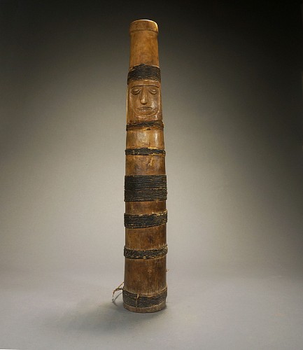 South Coast Wari Carved Wooden Trumpet with Face $7,500