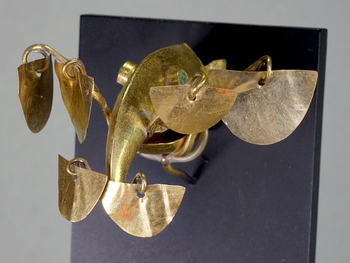 Metal: Early Moche/Vicus Head of a Tucan with Dangles $8,500