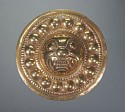 Ecuador, Narino Gold Embossed Ornament Decorated with a Feline Head
Metal