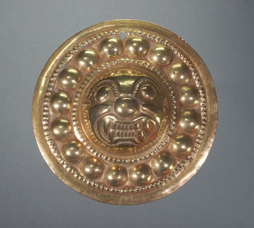 Work: Narino Gold Embossed Ornament Decorated with a Feline Head Price Upon Request