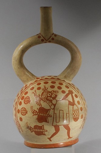 Ceramic: Moche III Fineline Vessel Depicting a Coca Ceremony Price Upon Request