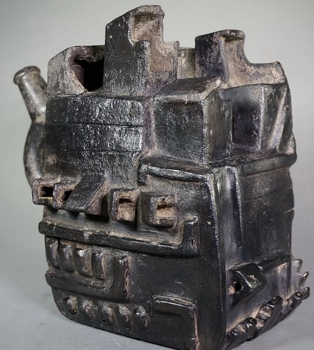 Peru - Moche I Blackware Architectural Model Depicting An Adobe Temple Site $12,000