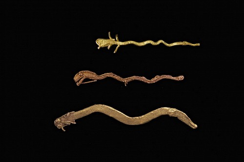 Metal: 3 Muisca Cast Gold Snakes $2,400