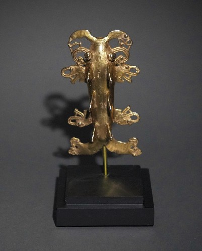 Metal: Veraguas Cast Gold Shark with Serpent and Crocodile Appendages Price Upon Request