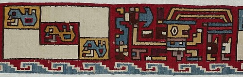 Peru - Huarmay Tapestry Border to a Poncho with Three Warriors $8,500