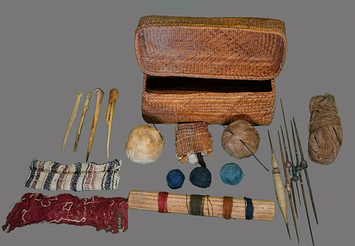 Chile - Chancay Basket with Weaving Implements $3,500