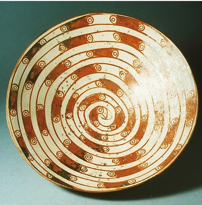 Peru | Cajamarca Low Orangeware Bowls with Coiled Serpent