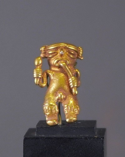Metal: Chiriqui Cast Gold Miniature Flute Player $1,900
