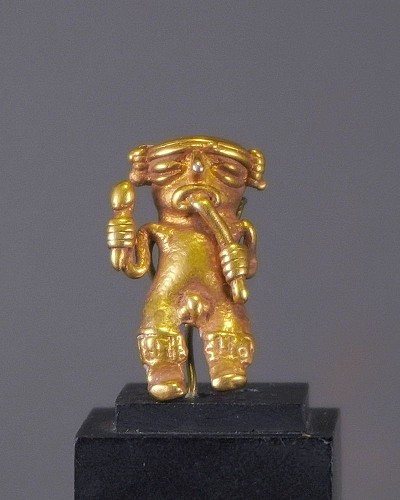 Costa Rica - Chiriqui Cast Gold Miniature Flute Player $1,900