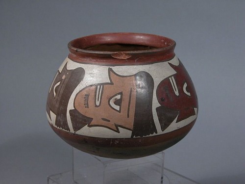 Peru - Small Nasca Bowl with Painted Trophy Heads $2,400