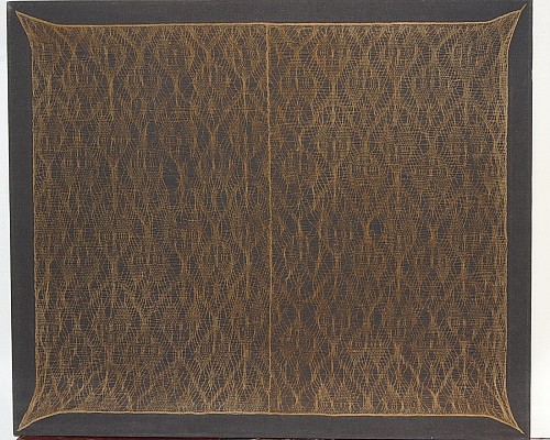Chancay Tan Gauze Witch's Vail with a Complex Pattern of Cat Faces $3,350