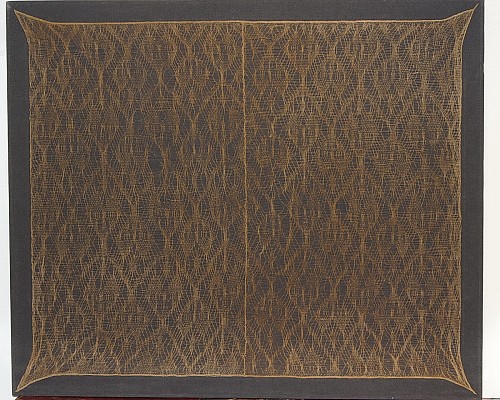 Work: Chancay Tan Gauze Witch's Vail with a Complex Pattern of Cat Faces $3,350