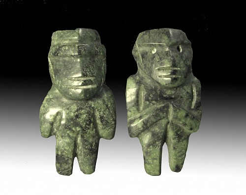 Work: Pair of Miniature Dark Green Jadite Mezcala Figures of the M16 Type Price Upon Request