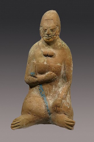 Mexico - Jaina Ceramic Efiigy Whistle of a Seated Woman &bull;SOLD