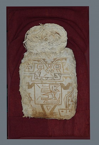 Work: Paracas Painted Mummy Mask with Figure and Feline $12,000
