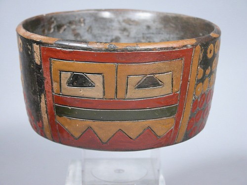 Paracas Polychrome Bowl with Incised Mask Design $16,500