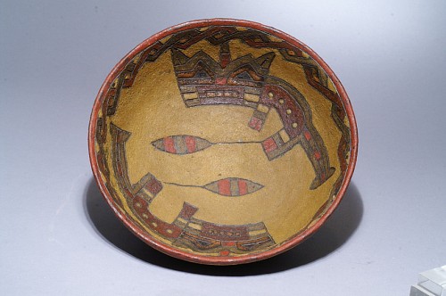 Peru - Paracas Ceramic Dish with Two Cats $6,500