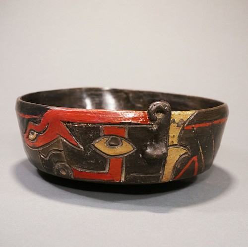 Exhibition: Paracas: A Selection of Textiles and Ceramics, Work: Early Chavin/Paracas Bowl with Transforming Cubist Face $22,500