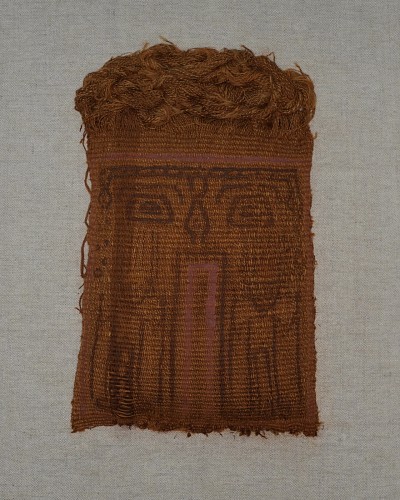 Exhibition: Paracas: A Selection of Textiles and Ceramics, Work: Paracas Painted Mummy Mask Depicting a Face Doubling as a Temple Entrance $16,000