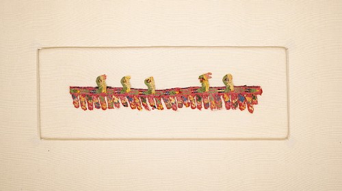 Paracas Border Fringe with Five Colorful Birds $500