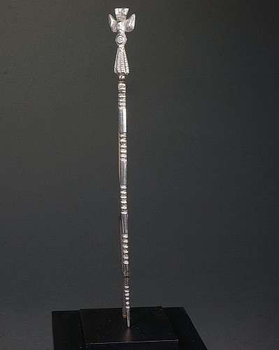 Work: Silver Tupu with Bird Eating Corn Cob $1,750