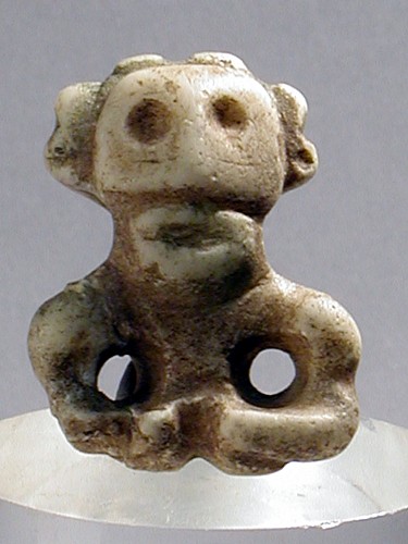 Work: Taíno  White Stone Large-Headed Amulet with Stylized Headdress