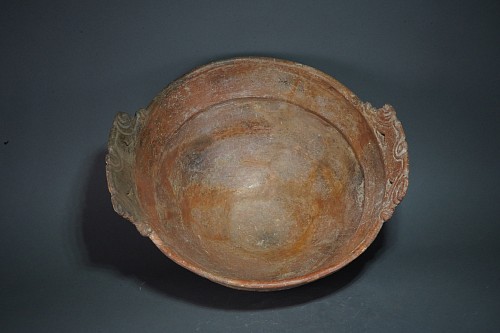 TaÃ­no  Ceramic Bowl with Geometric Incised and Opposed Linear Tab Handles