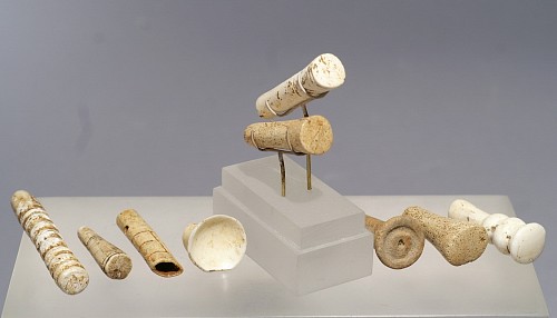 9 TaÃ­no  Shell, Bone and Clay Ear Ornaments