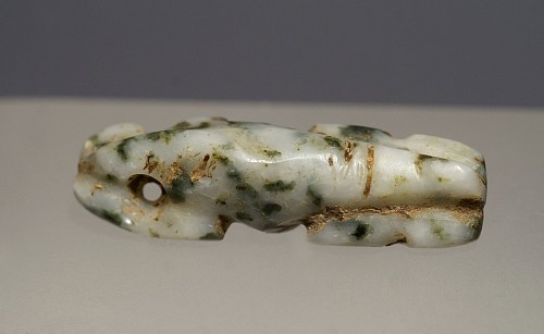 Work: Taíno  Mottled Green Stone Amulet in the Form of a Crustacean