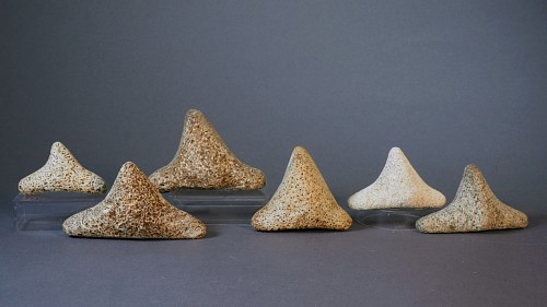 Six Early Phase TaÃ­no  Coral Miniature Three-Pointers of the Early Phase