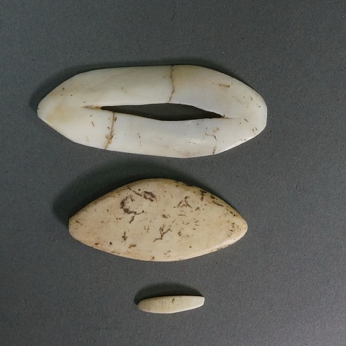 Work: Set of 3 Taíno  Ovoid Shell Mouth Elements