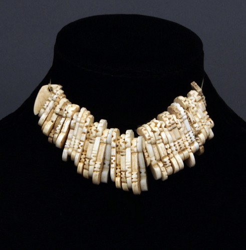 Work: Taíno Necklace of 40 Stylized Shell Key-Shaped Beads