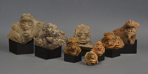 Set of 8 TaÃ­no  Ceramic Animal Faces