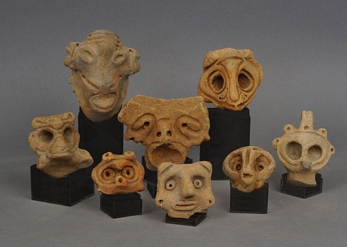 Set of 8 TaÃ­no  Ceramic Anthropomorphic Faces