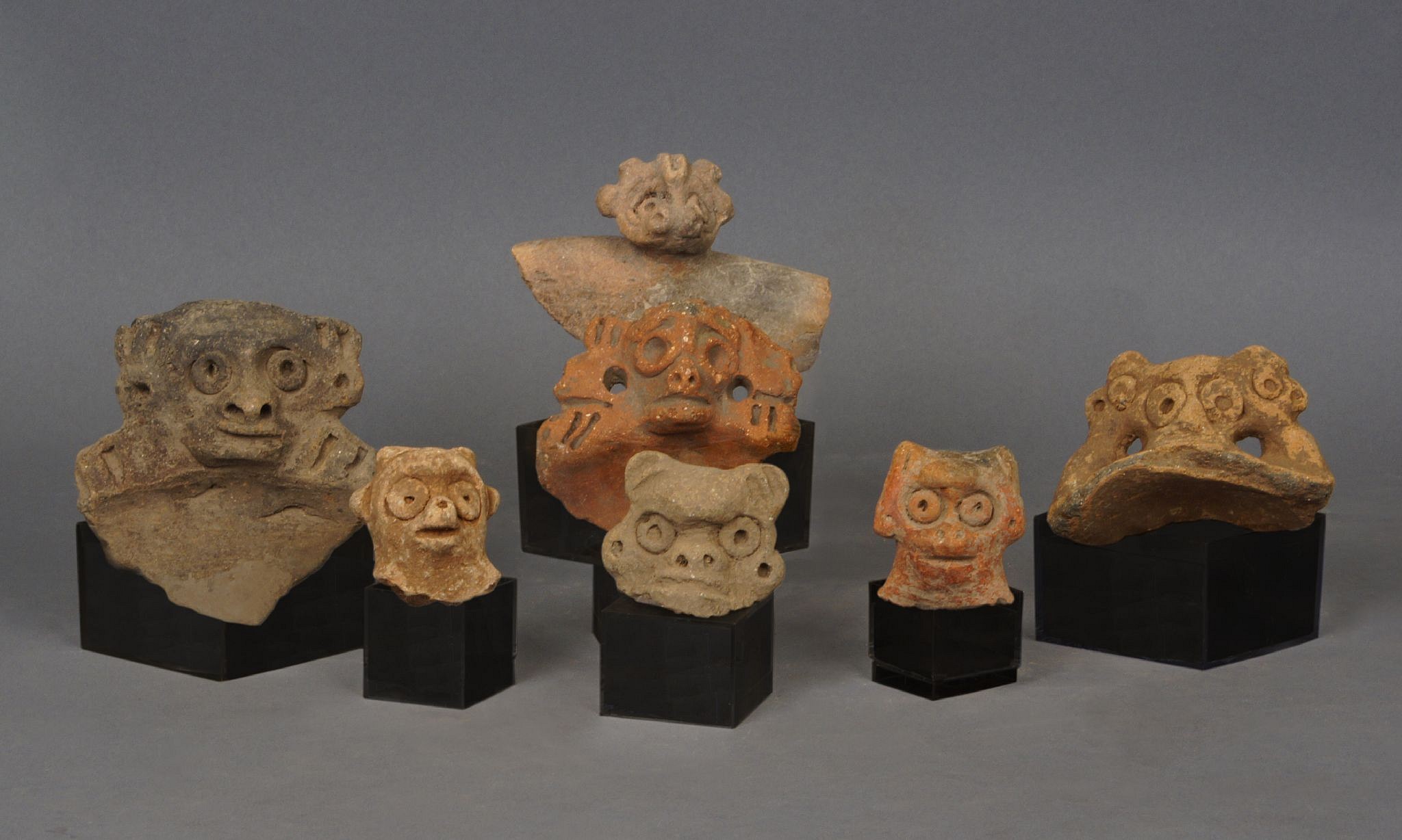 Dominican Republic, Set of 7 Taíno  Ceramic Animal Faces
Period: Dominican Republic, c. AD 1000 - 1500
Media: Ceramic
Dimensions: Approx. 1-2 1/2"
99451