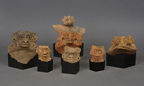 Set of 7 TaÃ­no  Ceramic Animal Faces