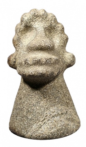 TaÃ­no  Gray Speckled Stone Pestle Depicting a Zoomorphic Being