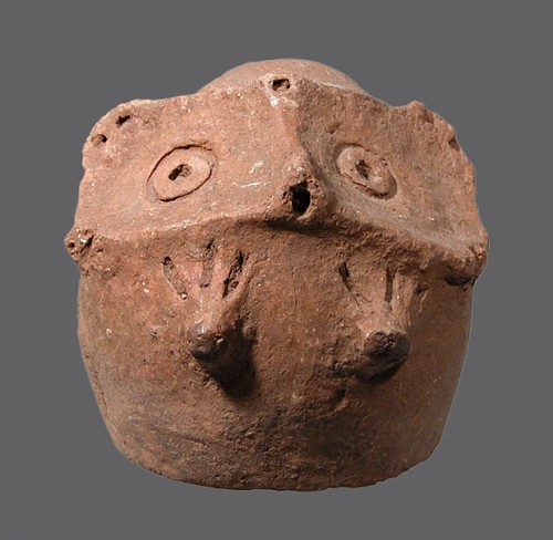 Work: Taíno Ceramic Top to a Jar Depicting a Bat's Head