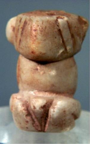 Work: Taíno Tan Stone Amulet with a Chubby Dog Crouching Figure