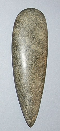 Work: Pre-Taíno  Large Polished Grey-Green Stone Adz